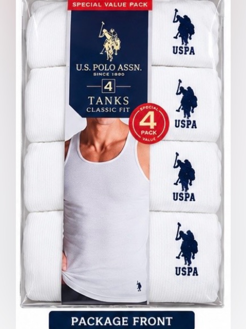 U.S. POLO ASSN Men's Tank Tops - 4 Pack - White